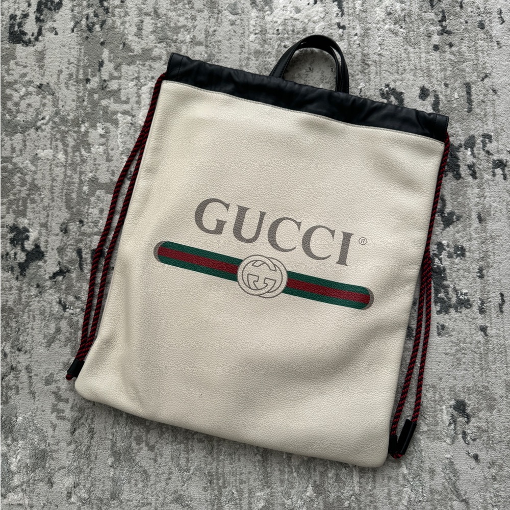 2018 Gucci Leather Drawstring Backpack